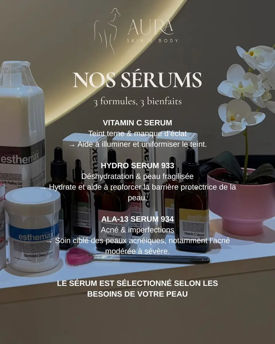 Les sérums Esthemax utilisés au centre